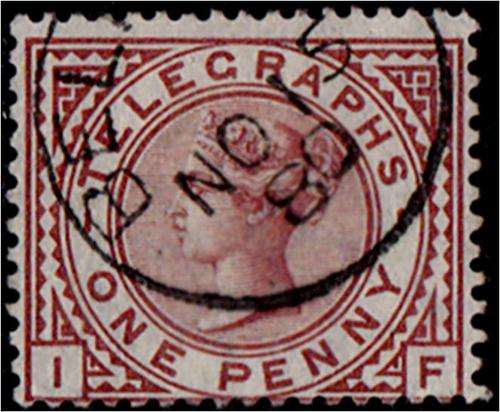 GB QV  1d  brown Telegraph stamp  very fine used  SG  F22 Plate 1