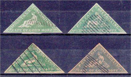 COGH  4 x 1/- Triangular forgeries  -f ine used