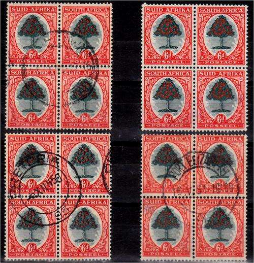 Union  bulk lot   4 very fine used  6d  defns.  Bls x 4    SG 119