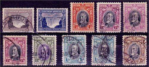 S Rhodesia  group of 10  mixed perf Field Marshals  good to fine used