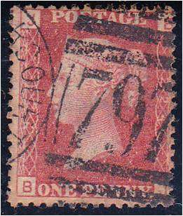 GB QV 1d red SG 43 Plate 224 fine used