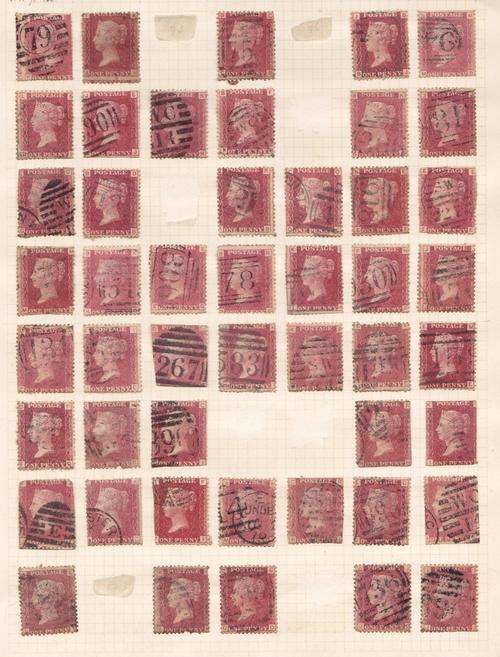 GB  48 x  1d reds on page mixed condition - unchecked