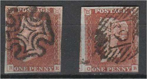GB QV 2 x 1d red-browns imperf  SG 8 etc   good used