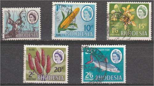 Rhodesia  QE II  Dual Currency set  SACC 166-170  fine used