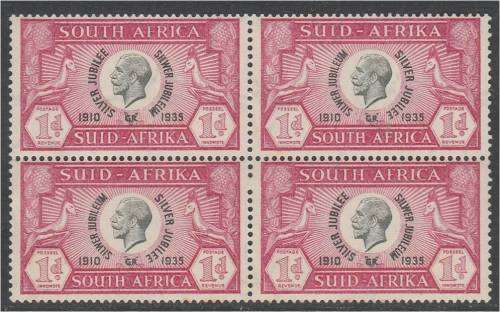 Union  1d Silver Jubilee issue Blx4  SACC 65  MNH