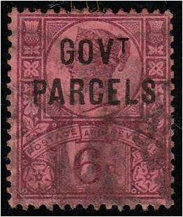 GB QV  6d defn O/Prtd "GOVt PARCELS"  SG O66  good used