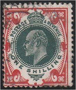 GB KE VII  1/- dull green & scarlet  SG 259  fine used