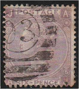 GB QV  6d Lilac  SG 97 Plate 5  good  used