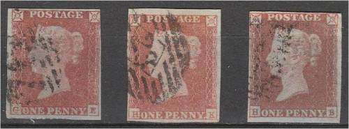 GB QV  3 x 1d red-browns imperf  SG 8  etc  good used