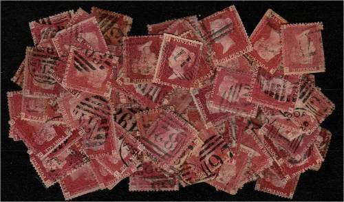 GB QV 100 1d reds  SG 43  BAD condition - voetstoets