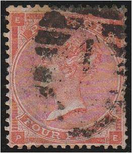 GB QV  4d bright vermillion  SG 81 (hairlines) good used