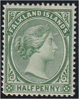 Falklands  QV  1/2d deep yellow green SG 17 MM