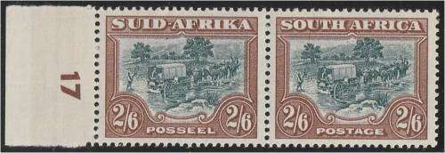 Union 2/6d Hyph & Scrn pict. pair  SACC 120a  MNH