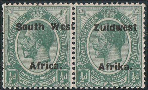 SWA  1/2d Kings Head pair O/Prtd SACC 53a O/Prt shifted  MM