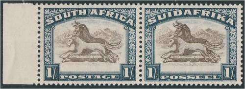 Union  1/- Roto pair  SACC 49a (inv wmk)  MNH