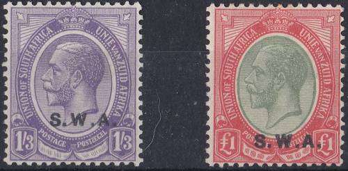 SWA KG V  2 definitives 1/3d and pound SACC 91a and 92 MM
