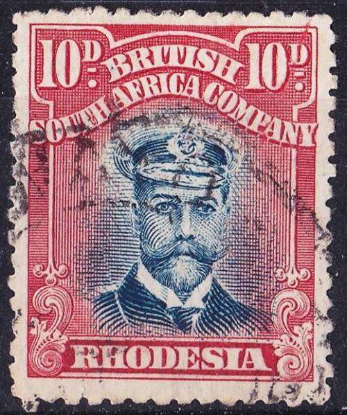 BSAC 10d Admiral Blue and carmine red Die II perf 14 DACC 231 fine used