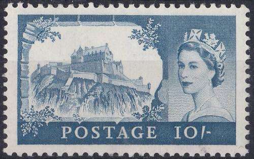 GB QE II 10/- Castle SG 597 (de la rue) light mounted mint