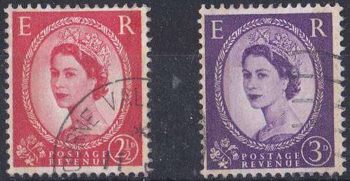 GB QE II 2 1/2d and 3d Phophor-graphites SG 606/7 fine used