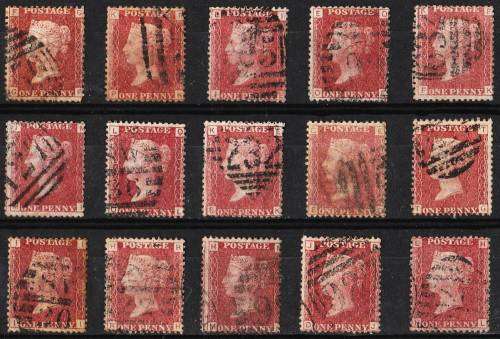 GB QV 15 x 1d reds mixed plates good used