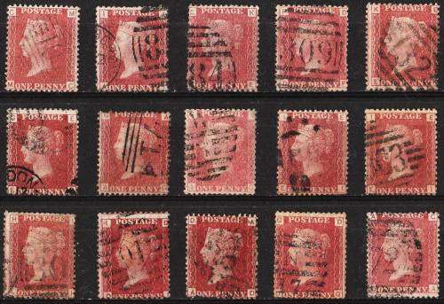 GB QV 15 x 1d reds mixed plates good used