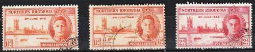 N Rhodesia KG VI Victory set including SACC 46a (perf 13 1/2) FU