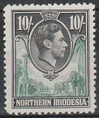 N Rhodesia KG VI  10/- definitive SACC 44  MM