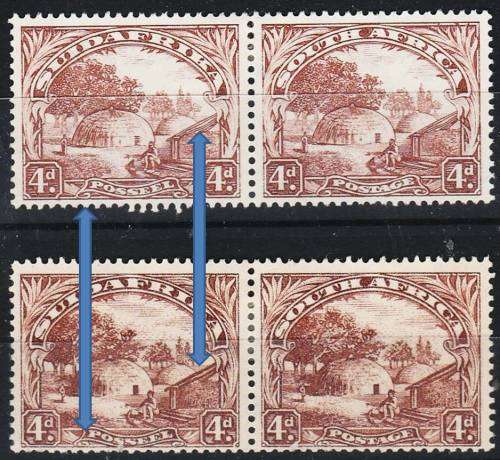 Union  4d red-brown Roto pair SACC 47 with 47b for comparison MM