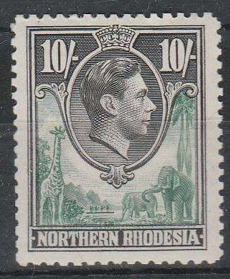 N Rhodesia KG VI  10/- definitive SACC 44 mint not hinged