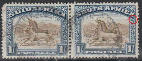 Union 1/- Roto pair SACC 49 (white dot in frame) avg used