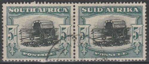 Union 5/- Hyph. & Scrn. pair SACC 121 fine used