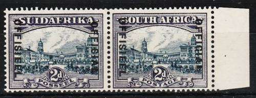 Union 2d Blue & Violet `OFFICIAL` O/prtd pair SACC 15a MNH