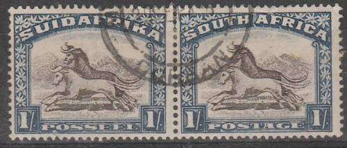 Union 1/- Brown & prussian blue  SACC 49 fine used pair