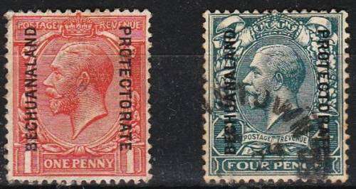 Bechuanaland KG V 1d & 4d O/Prtd Defns SACC 72 & 77 fine used