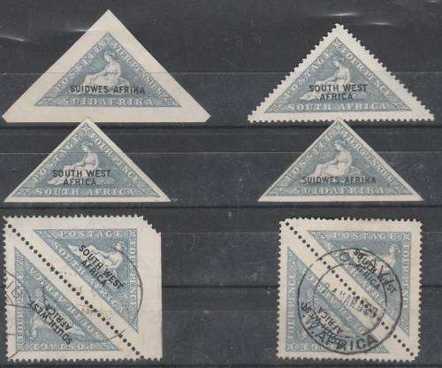 SWA Clearance 4d Triangulars MNH (4) & FU (2pairs)