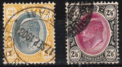Transvaal KE VII Two  defns SACC 274/5 fine used
