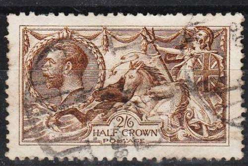 GB KG V 2/6d yellow brown Seahorse SG 405 avg used