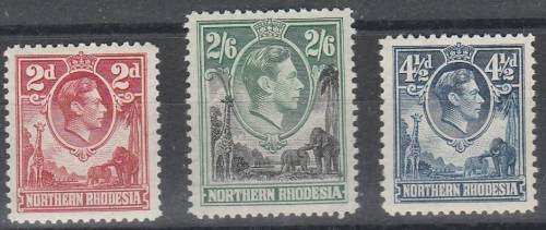 N Rhodesia KG VI 3 better defns. SACC 32, 37 & 41  MNH