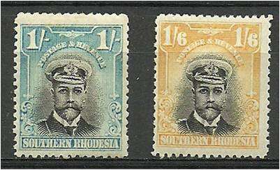 S Rhodesia  1/- + 1/6d  Field Marshalls  MM  SACC 10/11