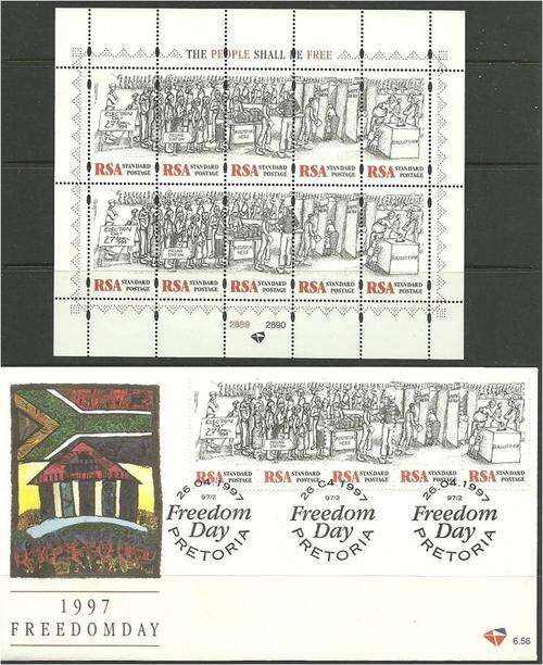 RSA Freedom day Full sheet MNH  +  FDC  SACC 1010-1014