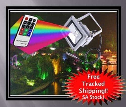 FREE SHIPPING!!!!*New* Remote controlled color changeable CREE LED floodlight 220V AC. SA STOCK!