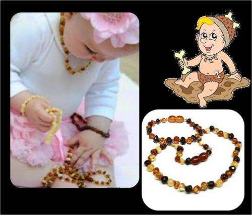 Baby teething Necklace +  Bracelet Set . Century old natural europian teething remedy