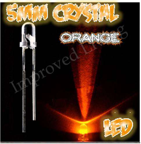 5mm  BRIGHT NEON ORANGE Crystal Clear LED Light Lamp  **