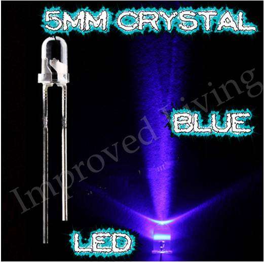 5mm BRIGHT NEON BLUE WHITE Crystal Clear LED Light Lamp  ***
