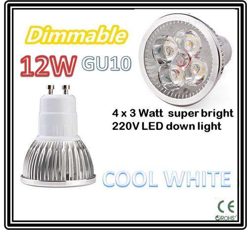 ***LED Bulb GU10*** 4 LED 12W Dimmable  ** 220V AC downlight - FREE SHIPPING OPTION