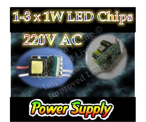 1-3 x 1W  220V AC LED Chips  power supply - constant current LED driver - FREE SHIPPING OPTION
