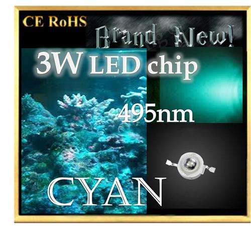 3W Aquamarine Cyan LED chip - 495nm - FREE SHIPPING OPTION