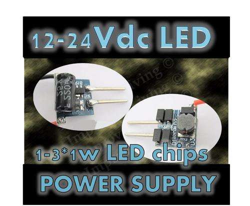 Intelligent 12-24Vdc  led chip power supply  1-3 x 1W with temp compensation & overload protection.