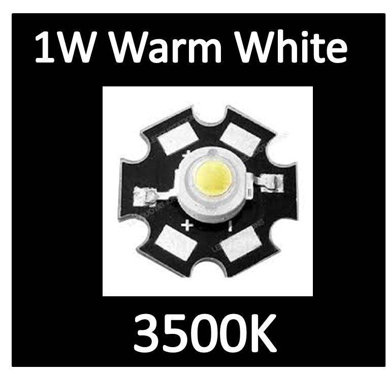ECONO RANGE 1W WARM WHITE - 3500K LED chip on single Aluminium heatsink base plate