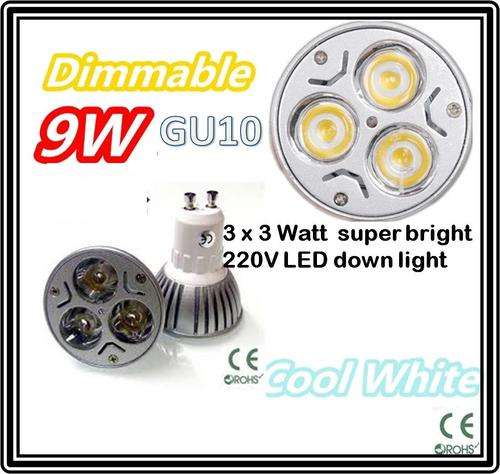 ***LED Bulb GU10*** 3 LED 9W Dimmable  ** 220V AC downlight - FREE SHIPPING OPTION